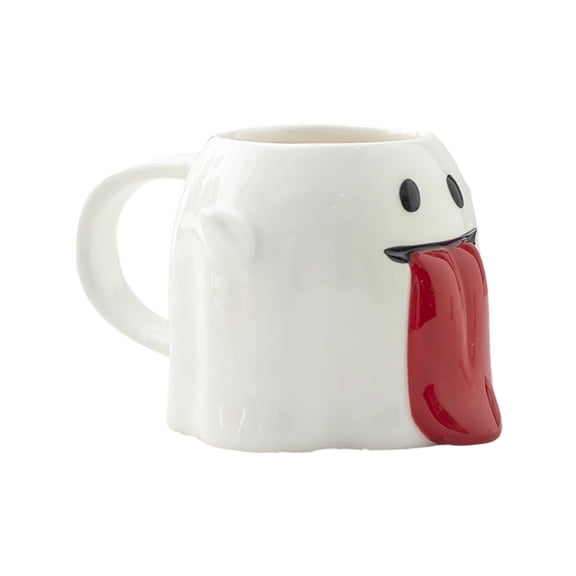 Cute Ghost Mug 3.74 in, Halloween Coffee Cup with Handle, Funny Tongue Design Drinkware for Tea, Cocoa, Party Decor