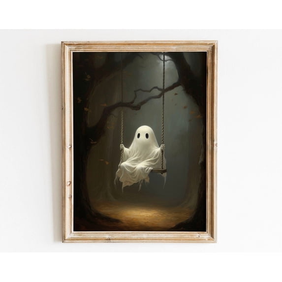 Cute Ghost On A Swing Spooky Art Moody Art Ghost Art Poster , Poster ...