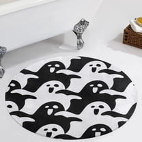 Cute Ghost Pattern Black And White Round Carpet Circle Rug Outdoor Patio Area Rug Washable Large Area Rugs Hallway Room Decor Fitness Mats