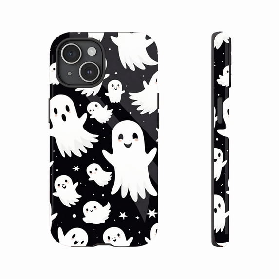 Cute Ghost Pattern Halloween-Themed Soft Flexible TPU Phone Case for Teens & Adults, Compatible with iPhone 11/12/13/14/15/16 (Pro Max/Plus)