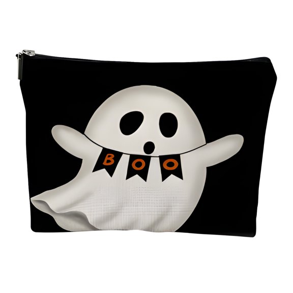 Cute Ghost Print Flax Makeup Bag For Halloween Gift