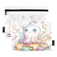 thumbnail image 1 of Cute Ghost Pumpkin 2 Pack Pencil Pouch for 3 Ring Binder Smooth Zipper Folders with Pockets Clear Window Pencil Case, 1 of 6
