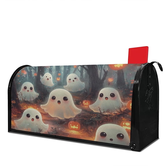 Cute Ghost Pumpkin Bat Spooky Halloween Mailbox Covers,Magnetic 18x21 Inch Mailboxwrap Water Proof Reusable Halloween Post Letter Box Covers for Rustic Farmhouse Home Decor