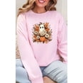 thumbnail image 1 of Cute Ghost Pumpkin Floral Unisex Crewneck Sweatshirt, Fall Graphic, 1 of 3