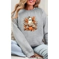 thumbnail image 1 of Cute Ghost Pumpkin Floral Unisex Crewneck Sweatshirt, Fall Graphic, 1 of 3