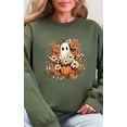 thumbnail image 1 of Cute Ghost Pumpkin Floral Unisex Crewneck Sweatshirt, Fall Graphic, 1 of 3