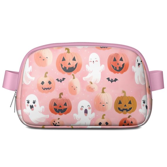 Cute Ghost Pumpkin Halloween Pattern Cute Fanny Packs for Women,Travel Waterproof Crossbody Fanny Bags Waist Purse for Women Anti Theft Adjustable Strap for Running Travel Cycling