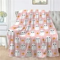 thumbnail image 1 of Cute Ghost Pumpkin Pink Blanket Halloween Lightweight Throw Blanket for Women Men Soft Cozy Fleece Couch Living Room Bed Blanket Pink 27.5*39in, 1 of 4