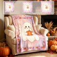 thumbnail image 1 of Cute Ghost Pumpkin Polyester Throw Blanket, Lightweight Soft Multi‑Purpose Cover, Festive Halloween Textile, Decor Accessory for Sofa Bed Living Room Holiday Home Styling, 1 of 8