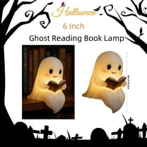 Cute Ghost Reading Book Lamp, Halloween Ghost Night Light, 3D Ghost Reading Night Lights, Light Up Ghost Halloween Decor, for Bedroom Study Room, Readers -6in
