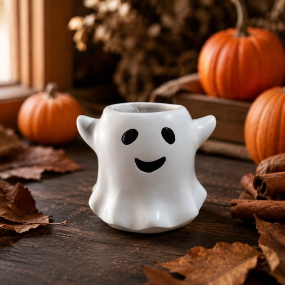 Cute Ghost Resin Flower Pot, Small Flower Holder for Decoratives, Halloween Desktop Decor Ornament, Glowing Spirit Flower Holder for Desk, Spooky Home Accent​