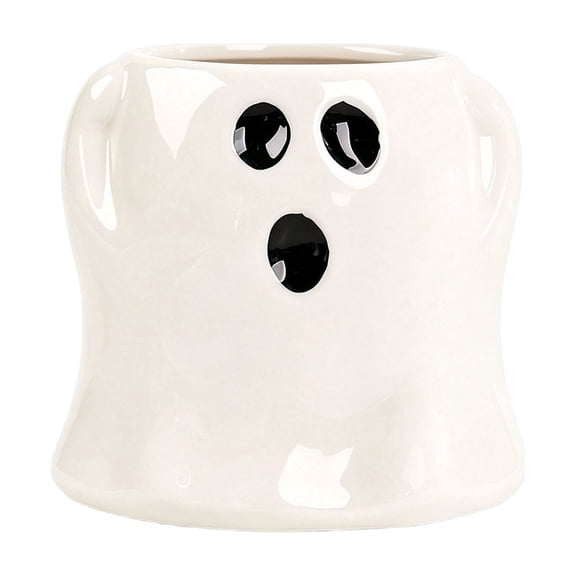 Cute Ghost Shaped Ceramic Planter Pot,Halloween Kitchen Decor Ceramic Ghost Utensil Holder, Cute Halloween Utensils Holder, Ceramic Utensils Crock for Rustic Farmhouse Indoor Kitchen Decorations
