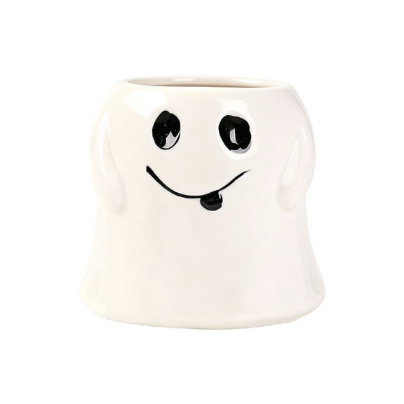 Cute Ghost Shaped Ceramic Planter Pot,Halloween Kitchen Decor Ceramic Ghost Utensil Holder, Cute Halloween Utensils Holder, Ceramic Utensils Crock for Rustic Farmhouse Indoor Kitchen Decorations