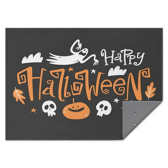 Cute Ghost Skull Happy Halloween Tablecloth Wrinkle Resistant Washable Tablecolths Table Covers Evil Pumpkin Ghost Rectangle Tablecloth for Halloween Party Decoration