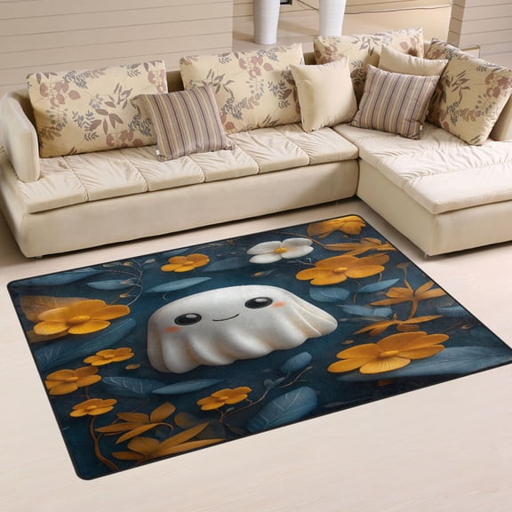 Cute Ghost Soft Polyester Area Rug 31''x20'', Non Slip, Memory Foam, Water Absorbent