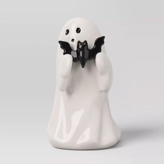 Cute Ghost Statue, Halloween Decoration, Finger Sculpture, Home Decor, Humorous Desktop Art Piece (Bat Ghost)