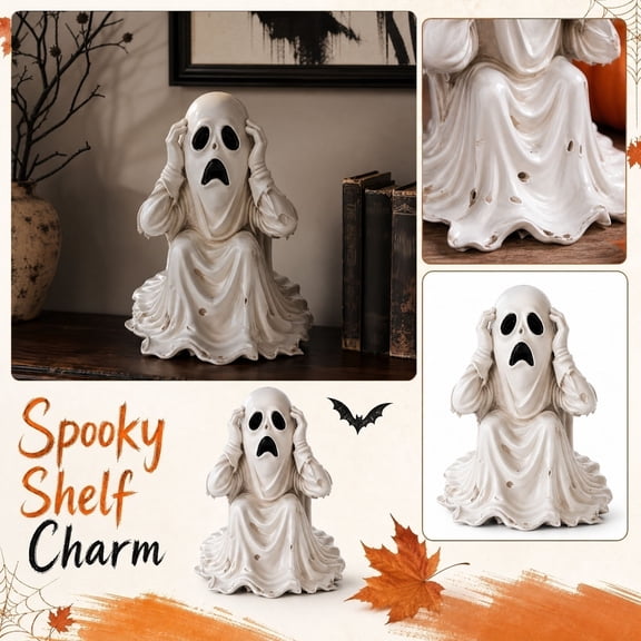Cute Ghost Statue, Halloween Ghost Decoration, Ghost Statue, Finger Ghost Sculpture, Home Decor, Humorous Desktop Art Piece (Embrace Ghost)