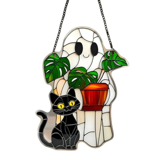 Cute Ghost Suncatcher Halloween Decor, Spooky Cute Ghost Window Hangings, Ghost Light Catcher Home Garden Hanging Decoration