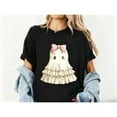 thumbnail image 1 of Cute Ghost T Shirt for Women, Halloween Graphic Tees, Causal Tops, Regular Fit，Round neck，Fashion，cotton，black，S-5XL, 1 of 5