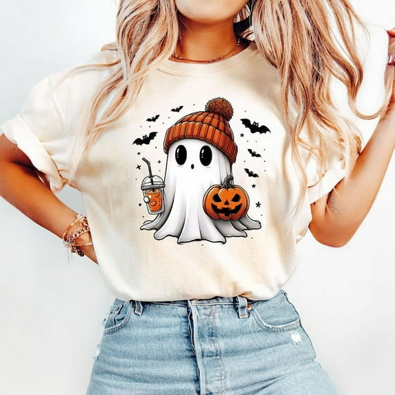 Cute Ghost Tee, Ghost Halloween T-Shirt, Halloween Women's Shirt, Halloween Pumpkin 160605
