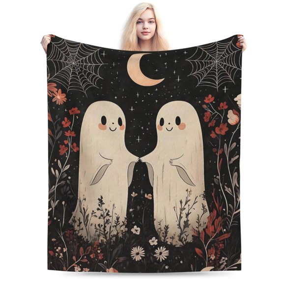 Cute Ghost Under The Moon Blanket Gifts for Adults 50x40