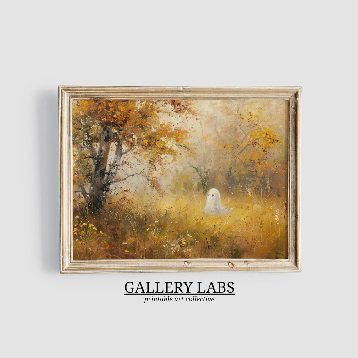 Cute Ghost Vintage Dark Academia Spooky Season Wall Art Print, Living ...