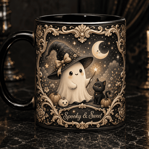 Cute Ghost Witch Coffee Mug Halloween Gift