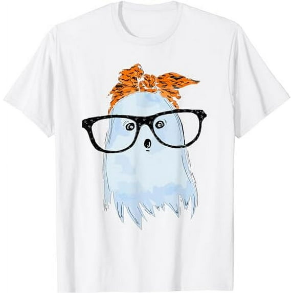 Cute Ghost with Glasses and Bandana white T-Shirt