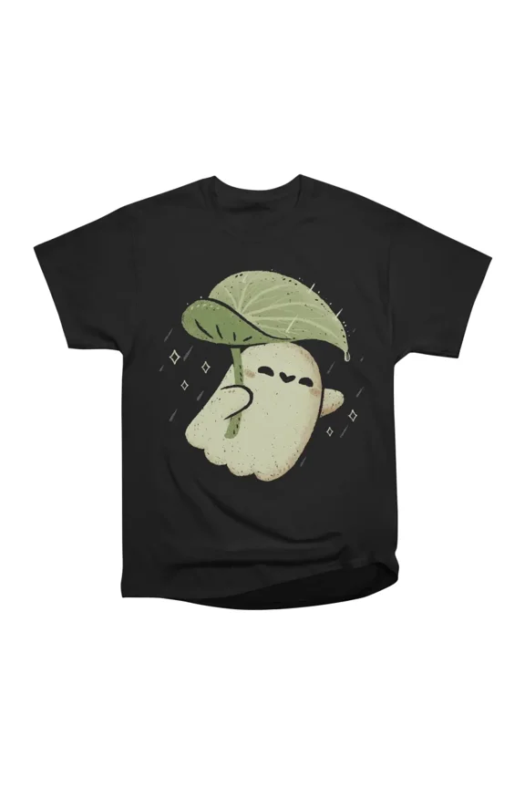 Cute Ghost with Leaf Umbrella T-Shirt Tee Gift For Him Merch For Her Apparel For Friend