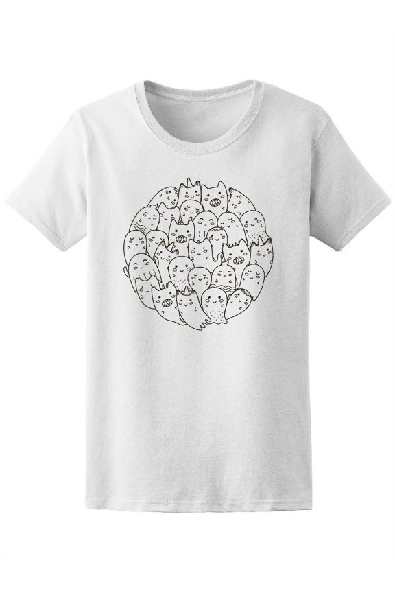 Cute Ghosts Circle Shape Pattern T-Shirt Men -Image by Shutterstock, Male XX-Large