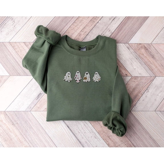 Cute Ghosts Crew Embroidered Sweatshirt For Friends