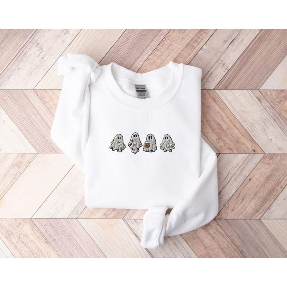 Cute Ghosts Crew Embroidered Sweatshirt For Friends