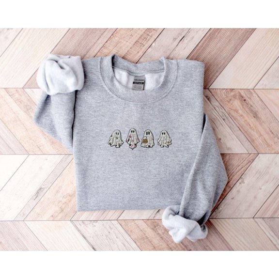 Cute Ghosts Crew Embroidered Sweatshirt For Friends
