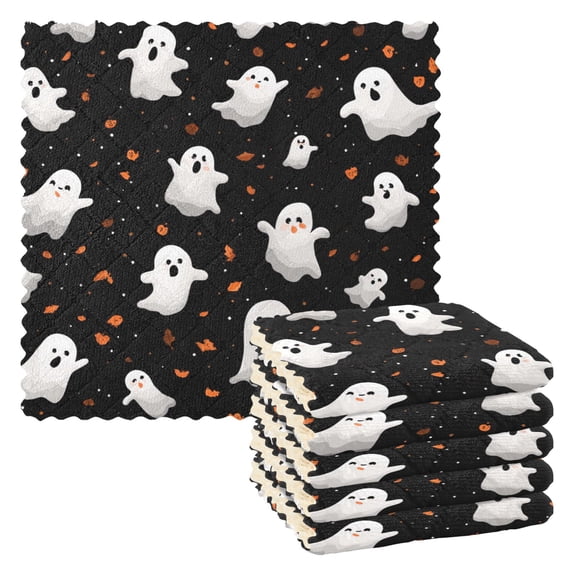 Cute Ghosts From Small To Big Kitchen Cloth Dish Towels for Drying Washing Absorbent Dish Rags Reusable soft kitchen dishcloth set 6 Pack