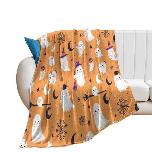 Cute Ghosts Halloween Print Blanket Throw Blankets Warm Cozy Lightweight Couch Blanket Stuff Gifts for Women Mom Teens