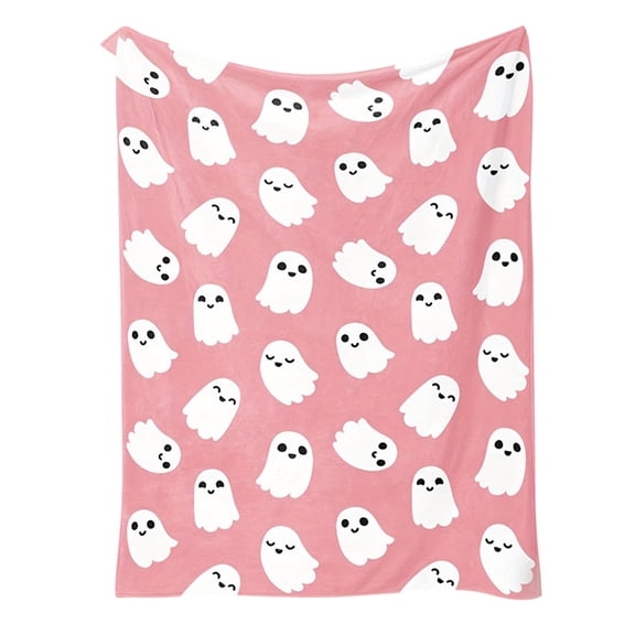 Cute Ghosts Pattern Flannel Blankets Throw Blanket for Couch, Sofa Bed, Travel for All Seasons, 60"x80"