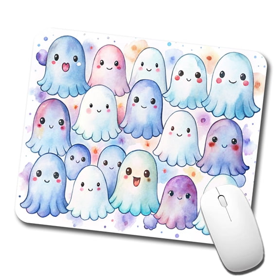 Cute Ghosts Watercolor Mouse Pad Low Profile Gaming Mat