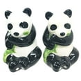 thumbnail image 1 of Cute Giant China Panda Bear With Bamboo Ceramic Salt Pepper Shaker Set Figurines, 1 of 2