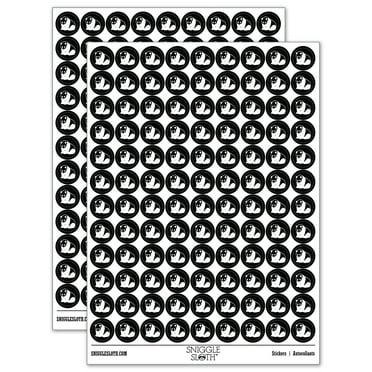 Cute Giant Panda Bear Sitting 200+ Round Stickers - Black - Gloss Finish - 0.50" Size