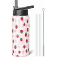 thumbnail image 1 of Cute Gift for Women & Girls: Strawberry Themed 18oz Insulated Water Bottle with 2 Lids (Flip Straw & Spout) - Pastel Plaid Stainless Steel Gym Bottle for Fruit Lovers, 1 of 6