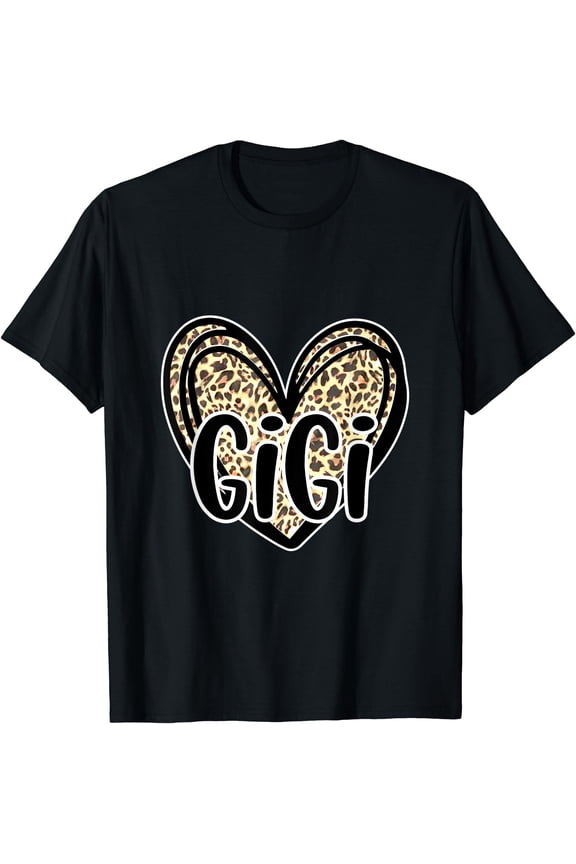 Cute Gigi, Women's Leopard Cheetah Print Heart Grandmother T-Shirt, Unisex T-Shirt