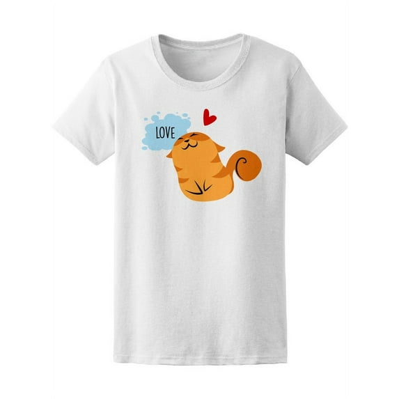 Cute Ginger Cat Love T-Shirt Women -Image by Shutterstock, Female Small