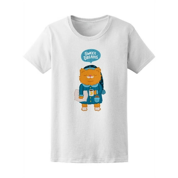 Cute Ginger Sleepy Cat Dreams Tee Women's -Image by Shutterstock