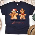 thumbnail image 1 of Cute Gingerbread Couple Christmas Tee | Holiday Snack Humor Shirt, Navy, Size L, 1 of 6