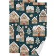 thumbnail image 1 of Cute Gingerbread Houses Hand Towels 2 PCS, Blue Christmas Tree Kitchen Towel Ultra Soft and Highly Absorbent,Decorative Fingertip Face Towel for Bathroom Hotel, 28.3"x 14.4", 1 of 5