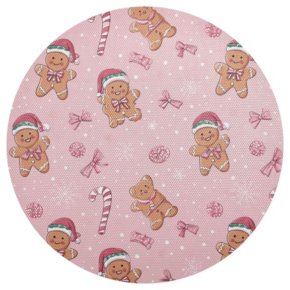 Cute Gingerbread Man Wearing A Hat Round Placemats Set of 6 Woven Non-Slip Washable Heat Resistant Table Mats 15.4 Inch for Kitchen Dining Decor