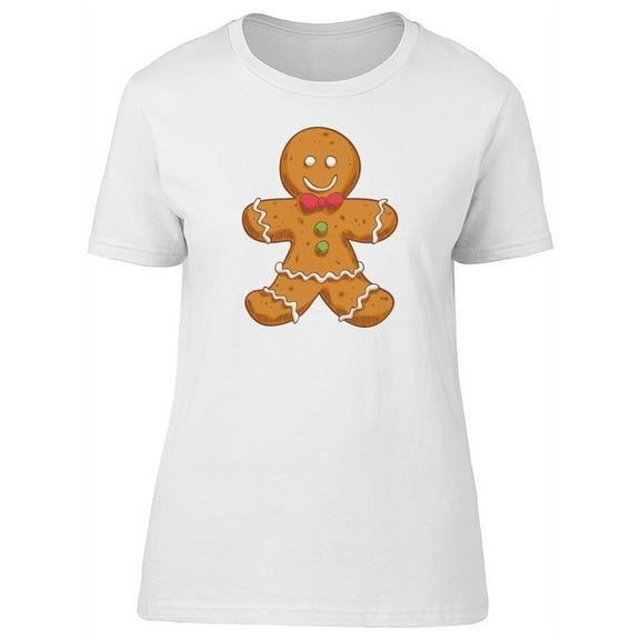 Cute Gingerbread Man, Xmas T-Shirt Women -Image by Shutterstock, Female Large