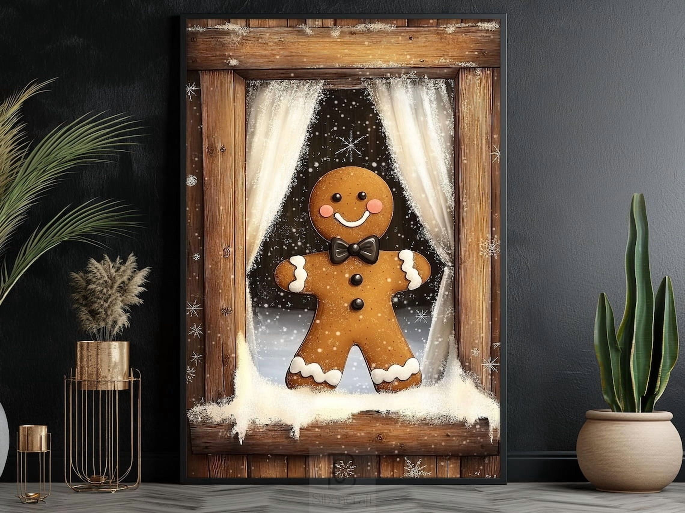 Cute Gingerbread Poster, Warm Wall Art, Cozy Vintage Winter Decor ...