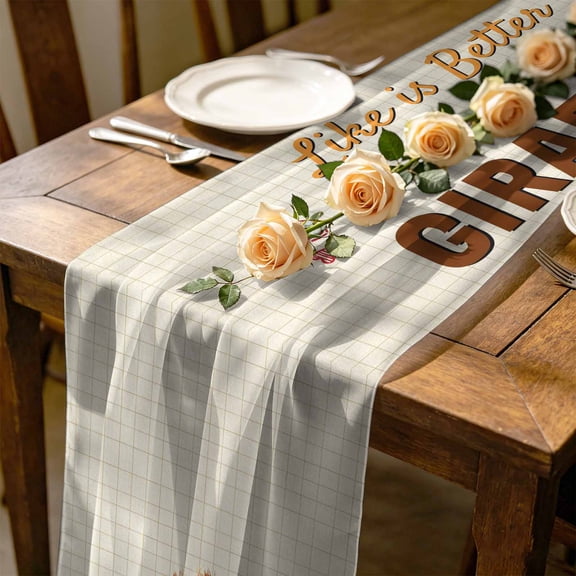 Cute Giraffe 10 ft Cheesecloth Table Runner for Wedding 27"x120", Wildlife Animals Rustic Farmhouse Rustic Farmhouse Plaid Kitchen Dinner Sheer Tulle Chiffon Dresser Scarf, Holiday Party Decorations