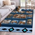thumbnail image 1 of Cute Giraffe 3'x5' Washable Rug, Wildlife Animals Blue Ethnic Geometric Non-Slip Area Rugs for Entryway Kitchen Classroom, StainResistant Dorm Throw Carpet, Low Pile Soft Indoor Floor Mat, 1 of 9